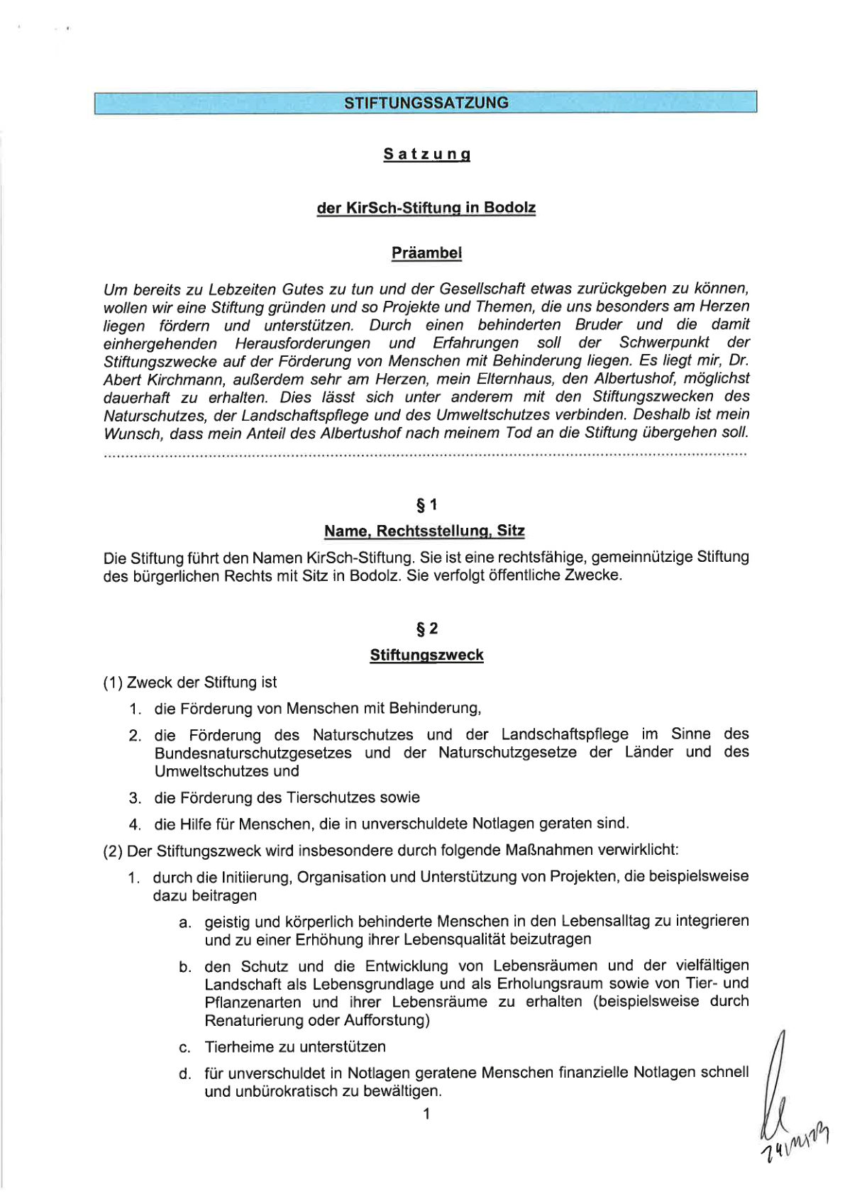 Vorschau der Anerkennung der KirSch-Stiftung